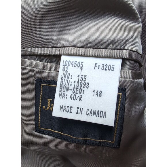 Jacobson's Men's 40 Tan Brown Check Silk Wool 3-Button Blazer Sport Coat Blazer - Picture 11 of 12